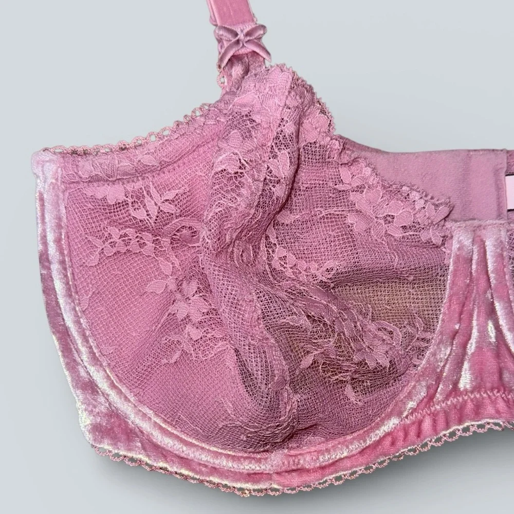 Victoria’s Secret Dream Angels Push Up Without Padding Lace Velvet Bra | Pink - Picture 2 of 6